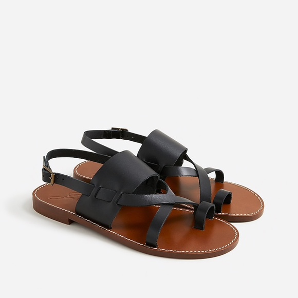 J CREW NWT Black Crisscross slingback sandals in leather SZ 10